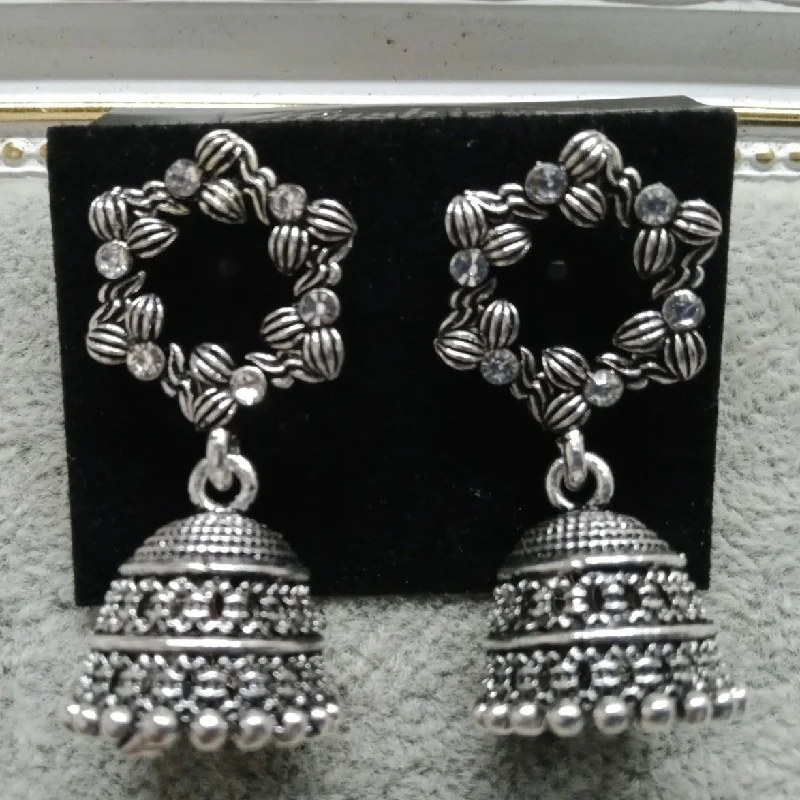 pearl stud earrings for women-Tahura Oxidised Plated Jhumki Earrings