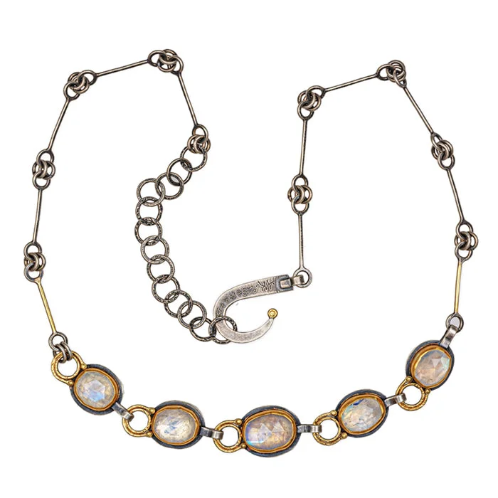 vintage chain necklaces for women-Rose Cut Moonstone Necklace