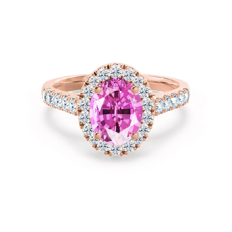 ROSA - Chatham® Pink Sapphire & Diamond 18K Rose Gold Halo