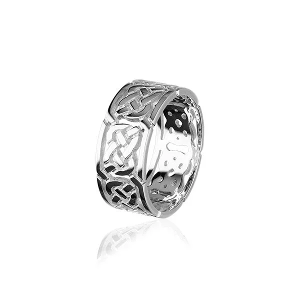 gold engagement rings for women-Celtic Knot Ring - Silver or Gold - XR132 Sizes R-Z