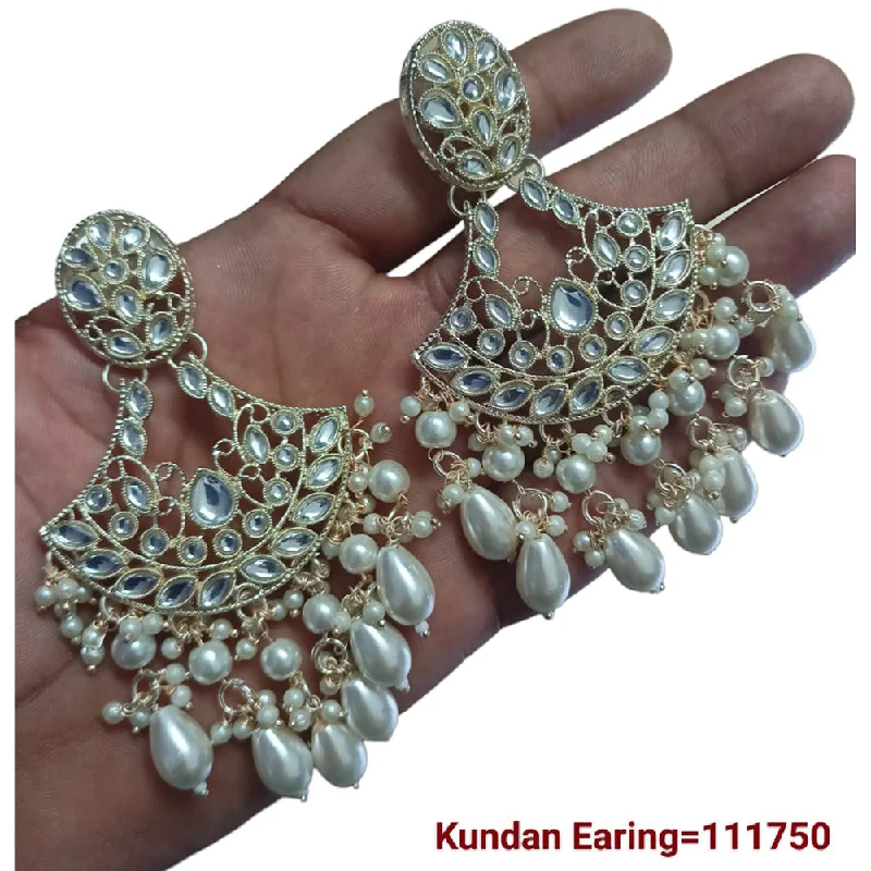 bridal earrings for women-Padmawati Bangles Gold Plated Kundan Stone Dangler Earrings