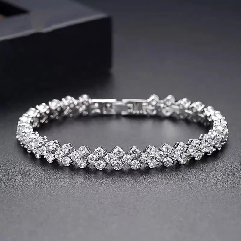 dainty bangles for women-Exquisite Tennis Bracelet In Sterling Silver