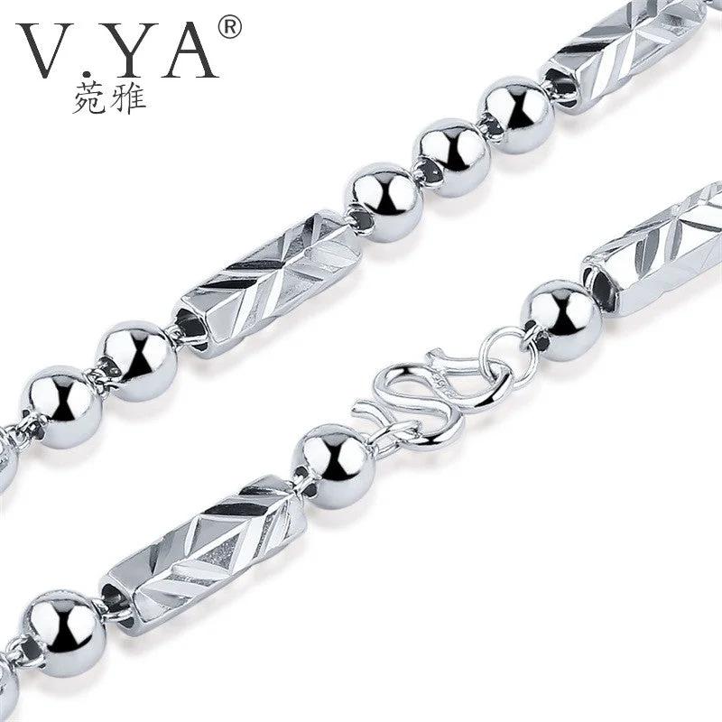 gold chain necklaces for women-V.YA 100% 925 Sterling Silver Ingot Chain Necklaces for Women