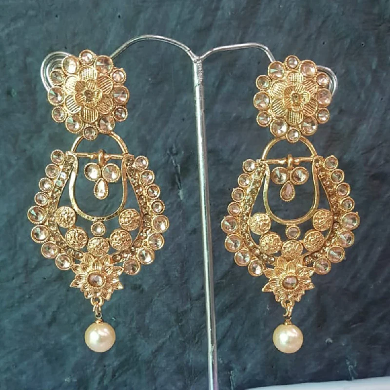 vintage hoop earrings for women-Shreeji Gold Plated Crystal Stone Dangler Earrings