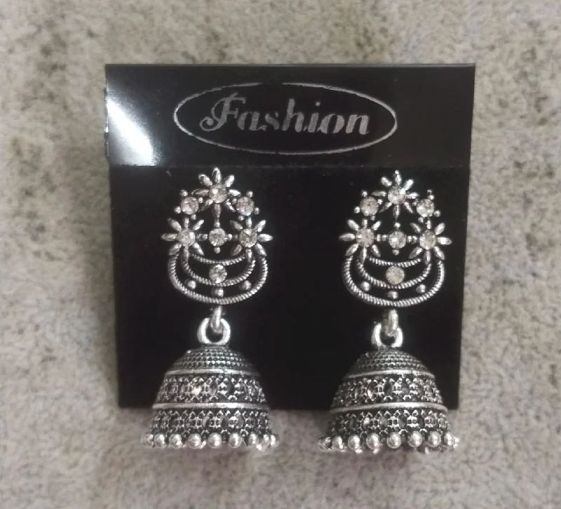 silver hoop earrings for women-Tahura Oxidised Plated Jhumki Earrings