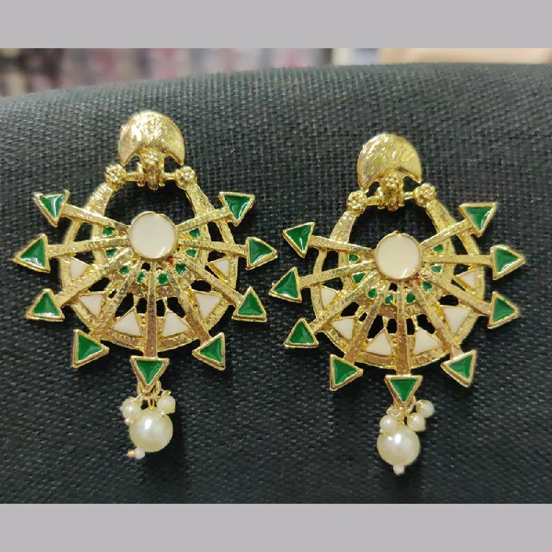 personalized gold earrings for women-Shreeji Gold Plated Crystal Stone Dangler Earrings