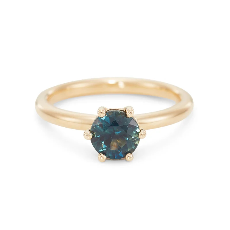 Teal Sapphire Engagement Ring, 1.22 Carat