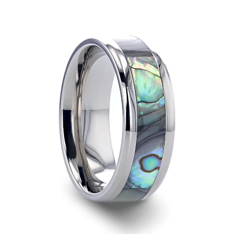 custom designed engagement rings for women-KAUI | Titanium Ring Pearl Inlay