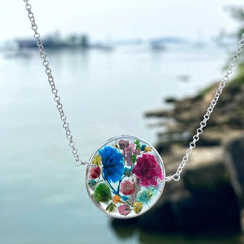 floral necklaces for women-Rainbow Botanical Garden - Style BG16