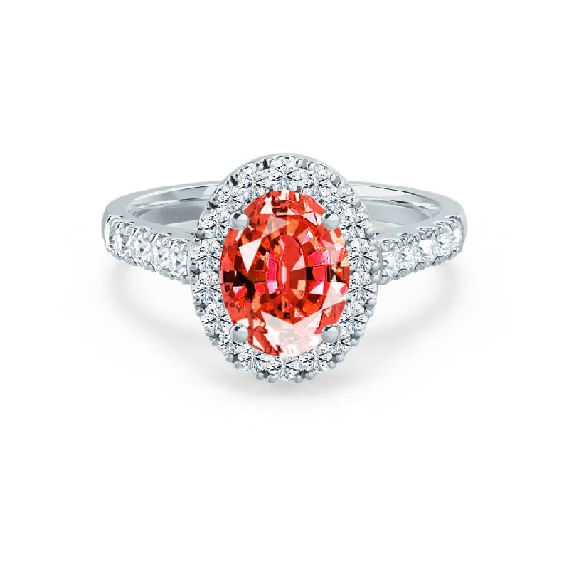 ROSA - Chatham® Padparadscha Sapphire & Diamond 18K White Gold Halo