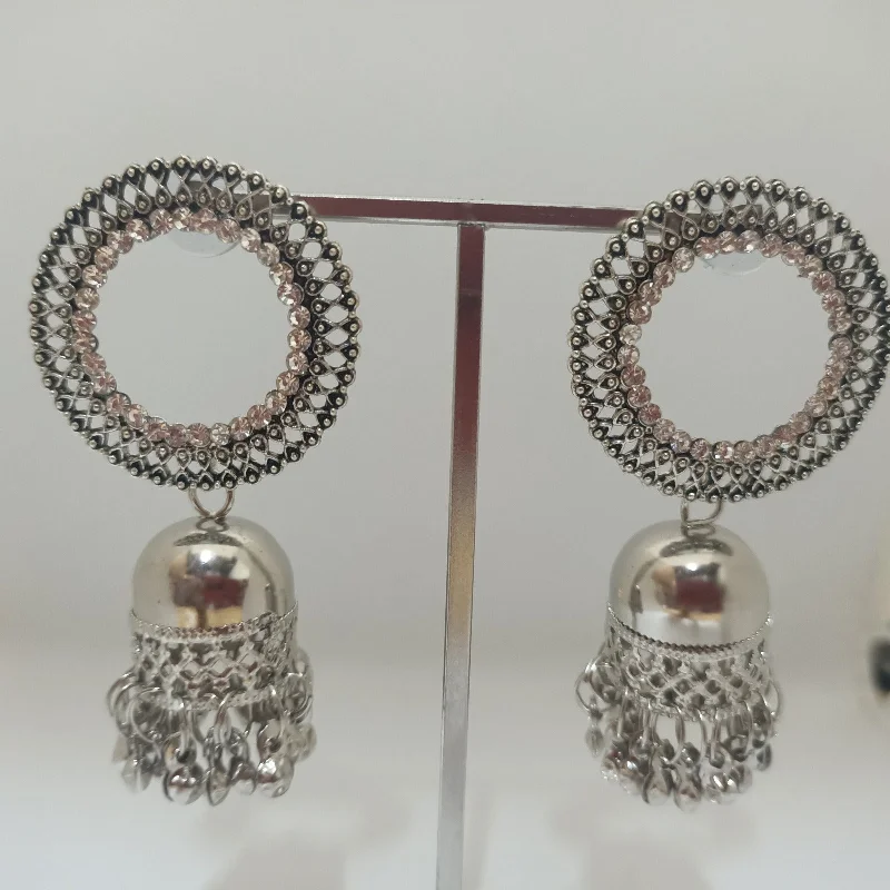 unique hoop earrings for women-Tahura Oxidised Plated Jhumki Earrings