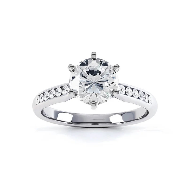 JASMINE - Ready to Ship 1.20ct Round Moissanite 18K White Gold Channel Set Ring