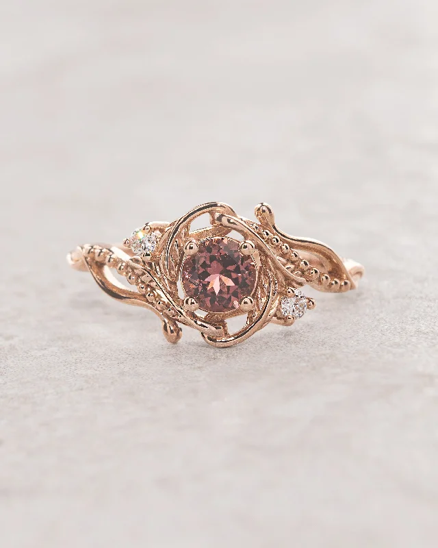 Pink Tourmaline engagement ring with diamonds / Undina