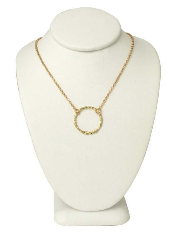 meaningful necklaces for women-Hammered Gold Circle Necklace