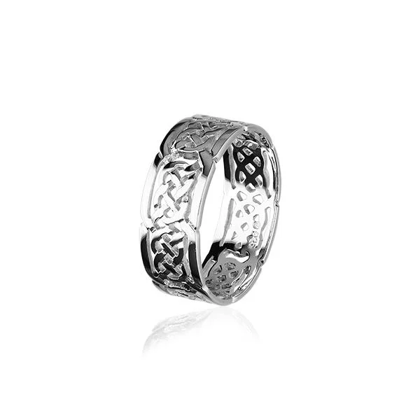 unique wedding engagement rings for women-Celtic Knotwork Ring - R132 - 8mm - Silver or Gold