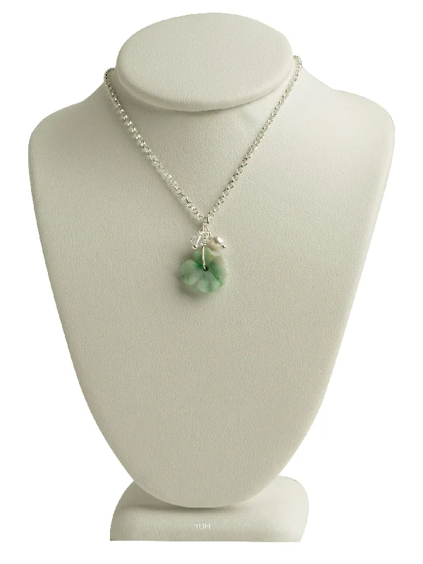 gemstone necklaces for women-Jade Green Flower Necklace