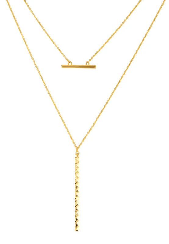 thick chain necklaces for women-TOMEI Long Bar Necklace, Yellow Gold 916