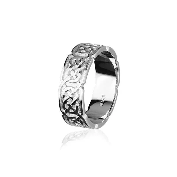 modern engagement rings for women-Celtic Ring in Silver or Gold - XR126 7mm