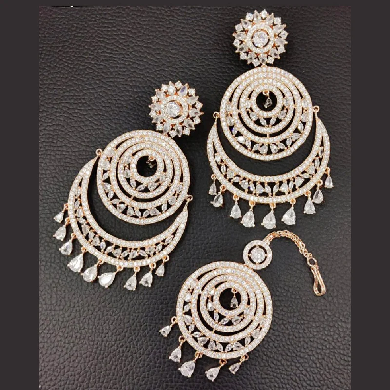 sterling silver hoop earrings for women-Manisha Jewellery Gold Plated Dangler Earrings with Maangtikka