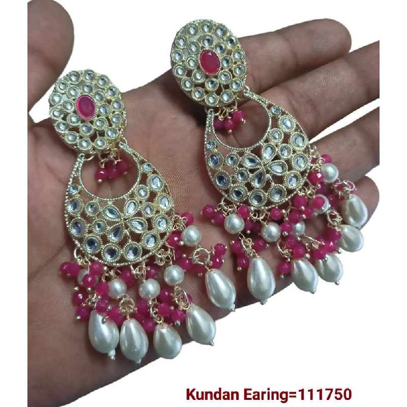 chandelier drop earrings for women-Padmawati Bangles Gold Plated Kundan Stone Dangler Earrings