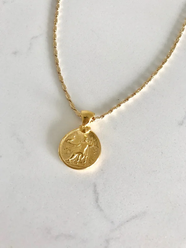 lucky charm necklaces for women-Mini Mykonos Coin Necklace - Thick Chain