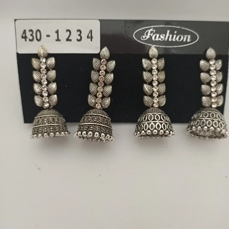 luxury fashion earrings for women-Tahura Oxidised Plated Jhumki Earrings