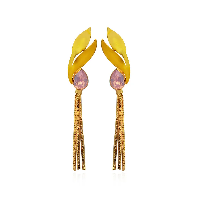 unique earrings for women-Amina Creation Gold Plated Dangler Earrings