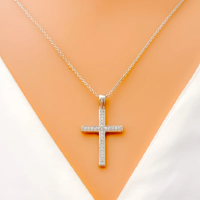 elegant gold necklaces for women-Classic Ethereal Diamond + 18k Gold Cross Necklace