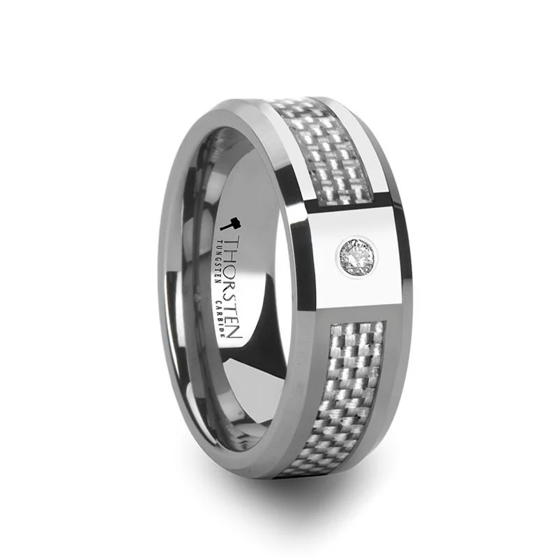 emerald cut engagement rings for women-ROYCE | Tungsten Ring White Diamond