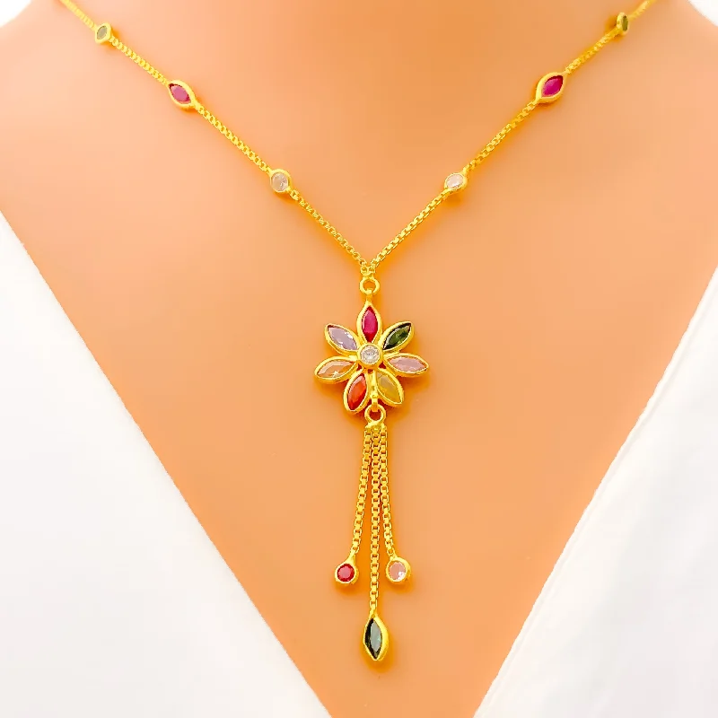 thick chain necklaces for women-Charming Luscious 22k Gold CZ Mosaic Necklace