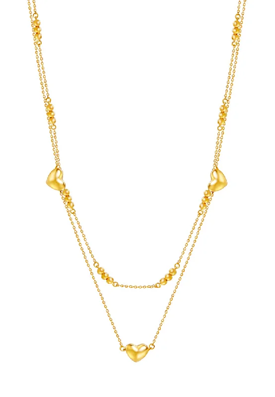 long gold necklaces for women-TOMEI Love Beads Double Strand Necklace, Yellow Gold 916