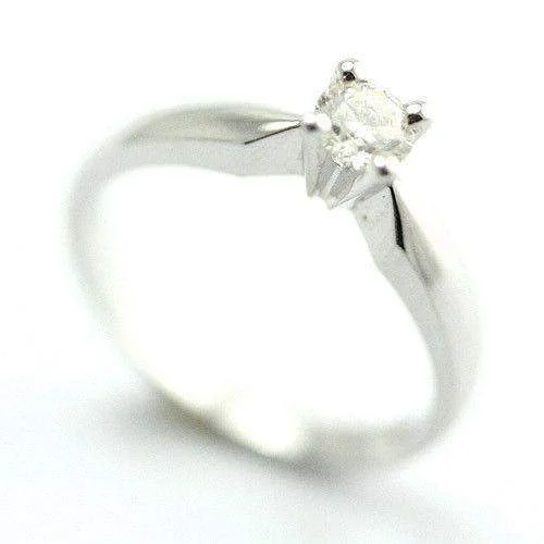 affordable solitaire engagement rings for women-18ct White Gold Engagement Ring 0.25ct Certificated Diamond-3603RB