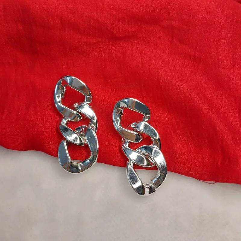 hoop earrings with diamonds for women-Lucentarts Jewellery Silver Plated Dangler Earrings