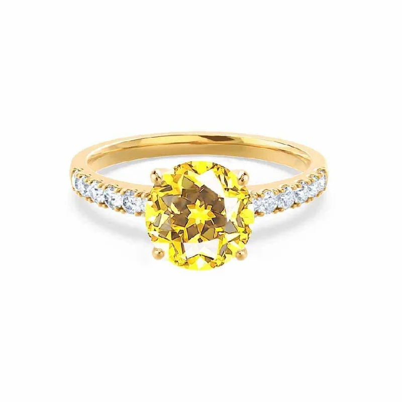 GISELLE - Chatham® Yellow Sapphire & Diamond 18k Yellow Gold Ring