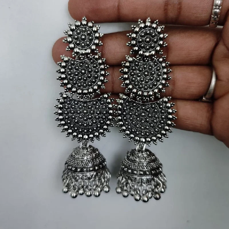 custom gemstone earrings for women-Lucentarts Jewellery Silver Plated Jhumki Earings