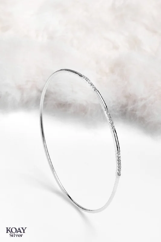 silver bangles with diamonds for women-Zircon Bangle (04)