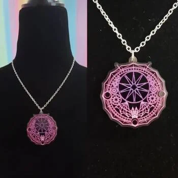 art deco necklaces for women-Batgic Circle Necklace Pink