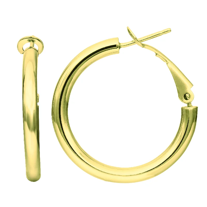 floral earrings for women-14K Gold Omega Back Hoop Earring, Diameter 25mm