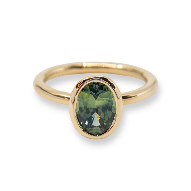 The Taylor, 1.66 Carat Oval Green Sapphire Engagement Ring