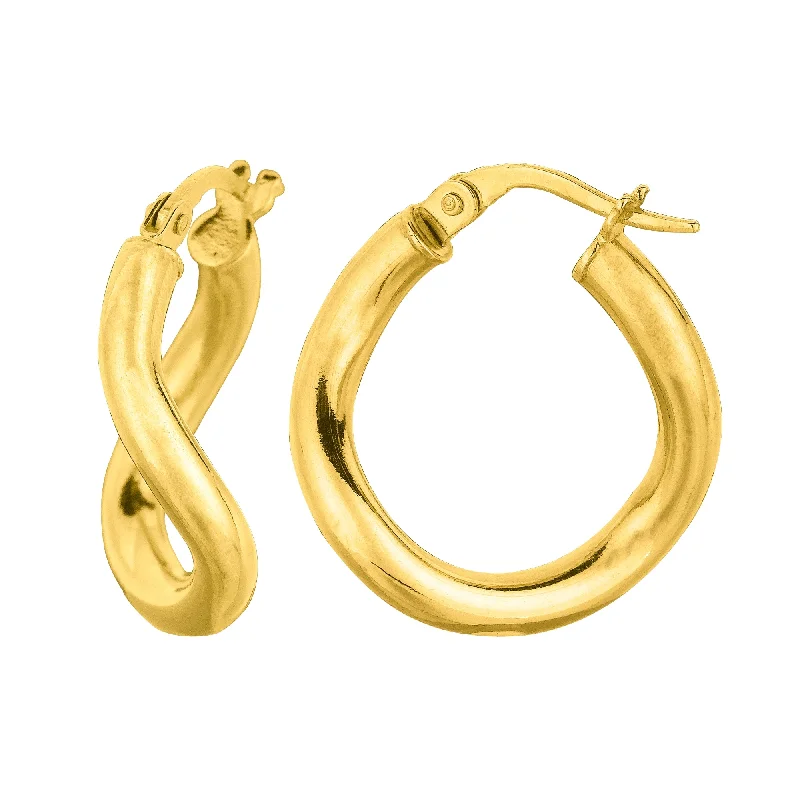 beautiful drop earrings for women-14K Gold Round Wavy Hoop Earrings, 20mm