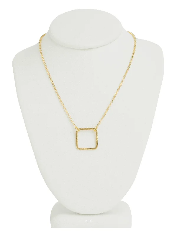 long necklaces for women-Small Gold Square Necklace