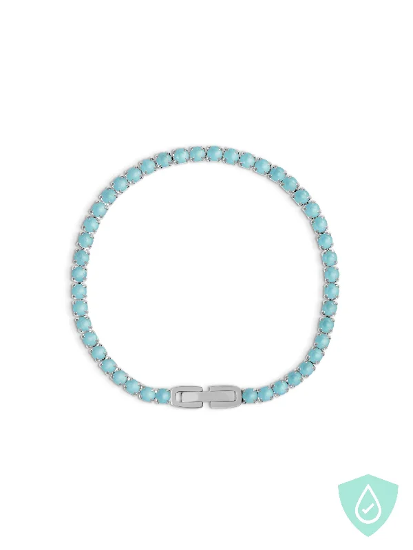 exclusive gold bracelets for women-Aqua Tennis Bracelet