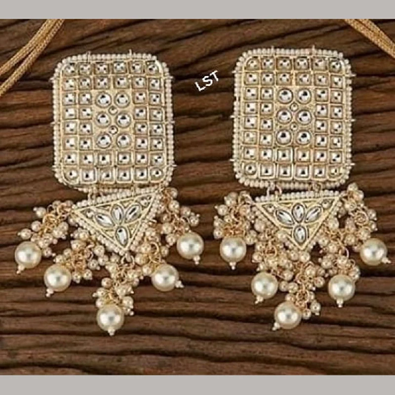 luxury crystal earrings for women-Lucentarts Jewellery Gold Plated Kundan Stone Dangler Earrings