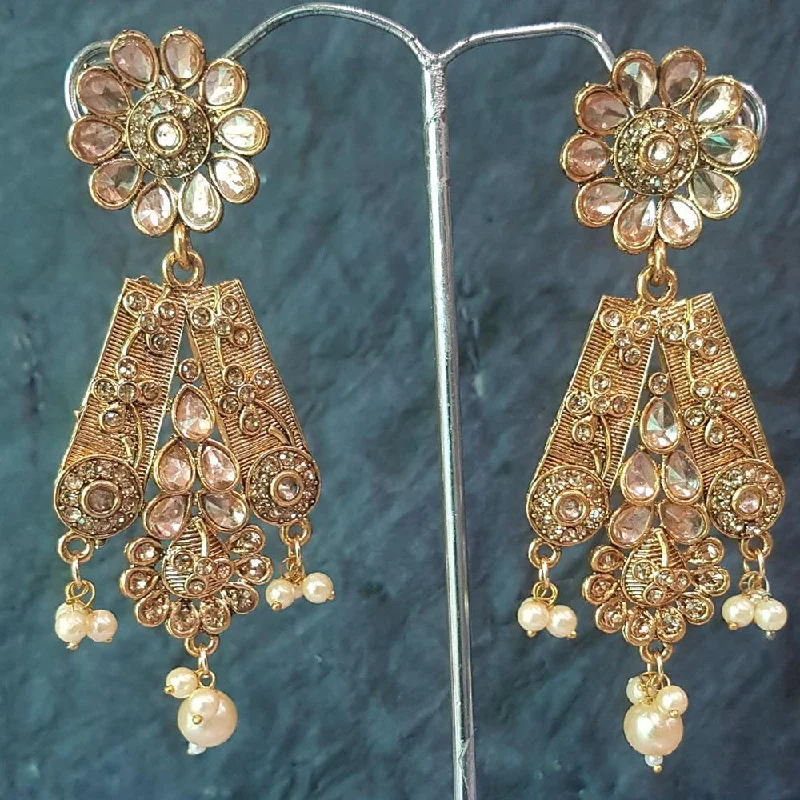 simple hoop earrings for women-Shreeji Gold Plated Crystal Stone Dangler Earrings