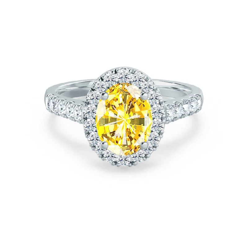 ROSA - Chatham® Yellow Sapphire & Diamond 950 Platinum Halo