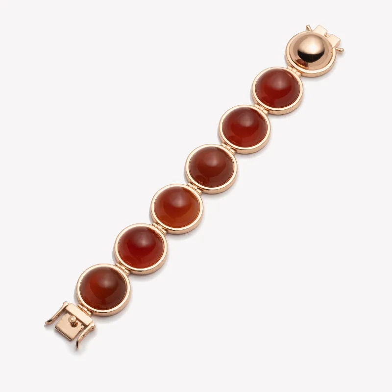 elegant bangles for women-LARGE INLAID DOME BRACELET - CARNELIAN