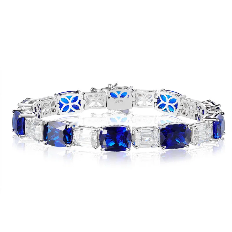 double bracelets for women-luxurious Royal Blue Tennis Bracelet in Sterling Silver