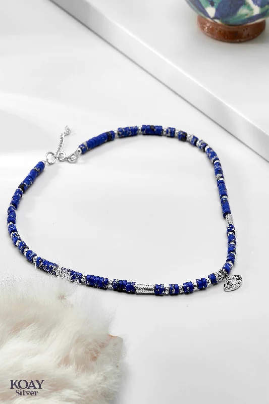 adjustable bracelets for women-JSE Blue Necklace