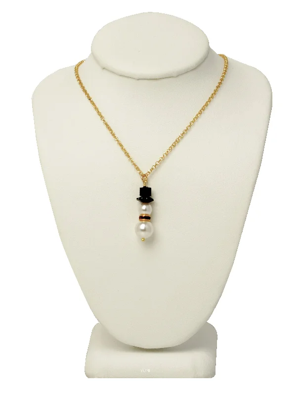 romantic gift necklaces for women-Happy Snowman Necklace