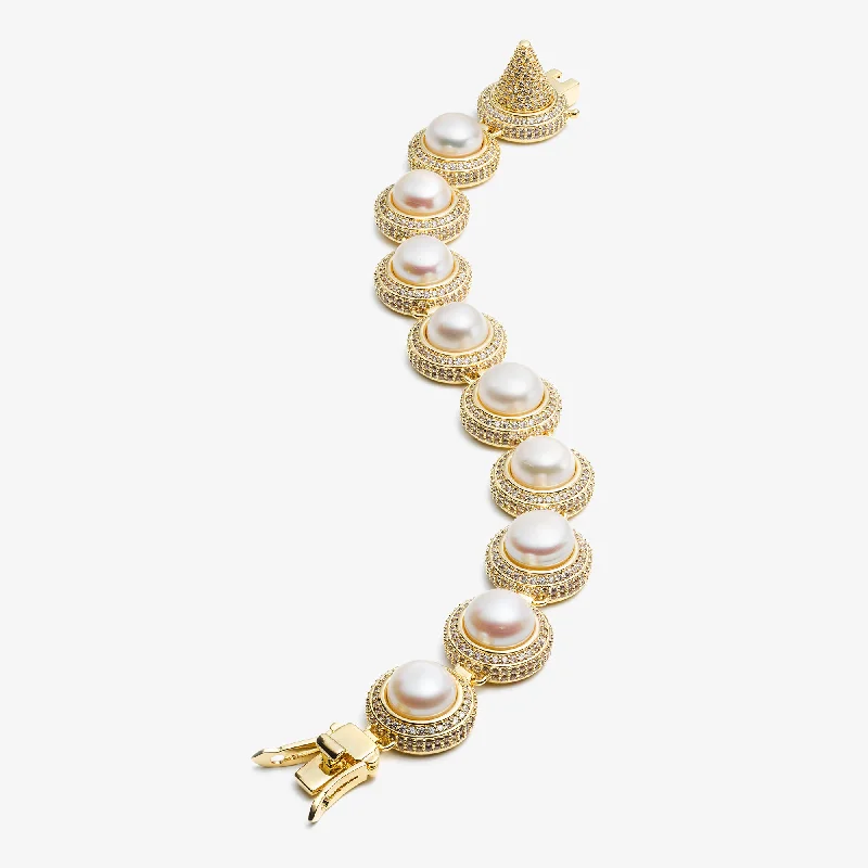 cuff bracelets for women-PAVÉ PEARL BRACELET